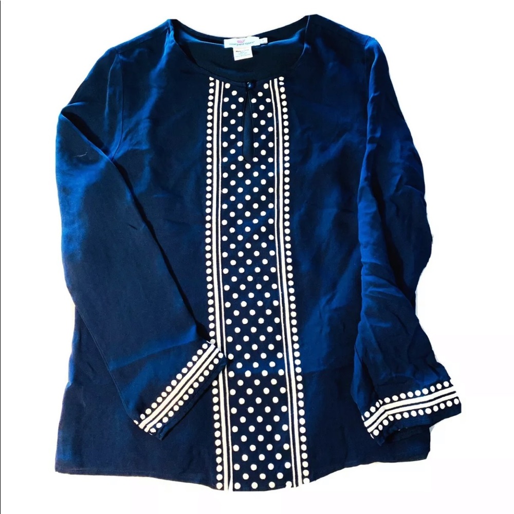 Vineyard Vines Womens 100% Silk Navy Top Size S